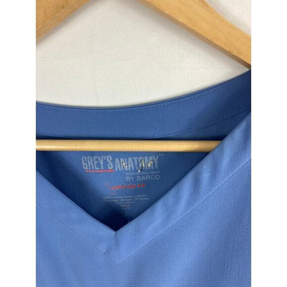 Greys Anatomy Blue Short Sleeve Pocket Scrub Top Size Large - Picture 2 of 4
